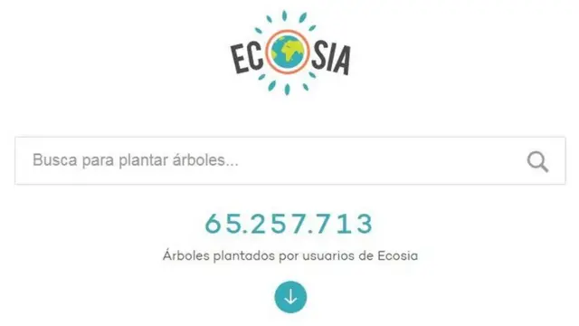 La pantalla principal de Ecosia