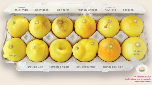 The signs of breast cancer, as shown on lemons