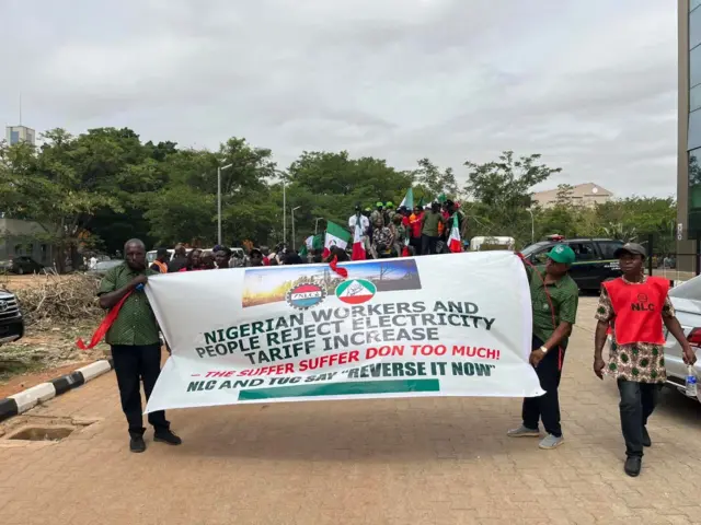 Labour Union members during di protest for electricity price increase for Abuja