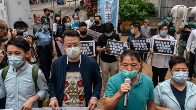 5月22日，香港民主派议员上街抗议中央政府强推香港《国安法》。