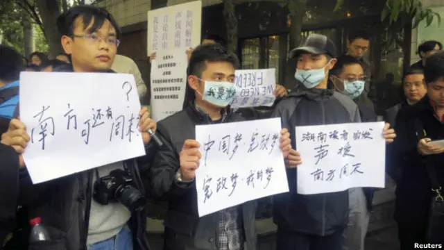 2013年1月聲援南方周末的示威者