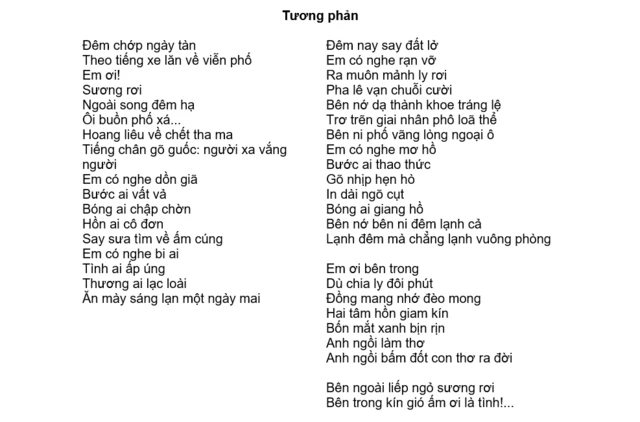 Bài thơ “Tương phản” 