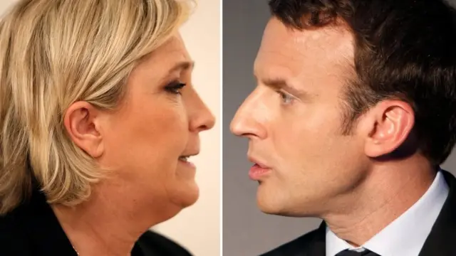 Marine Le Pen y Emmanuel Macron