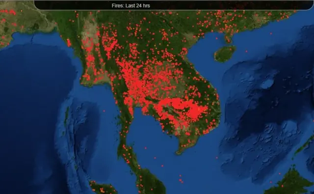 แผนที่แสดงจุดความร้อนหรือ