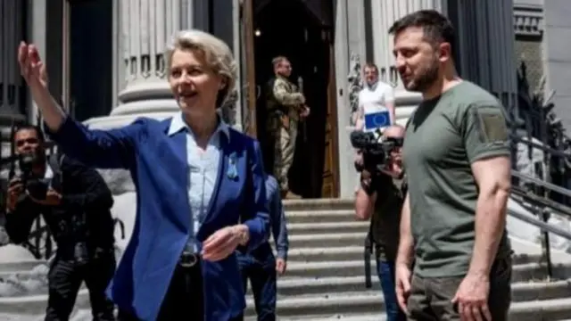 زلنسکی امروز در کی‌یف از رئیس کمیسیون اتحادیه اروپا استقبال کرد