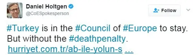 Avrupa Konseyi Genel Sekreteri Thorbjørn Jagland'ın sözcüsü Daniel Höltgen