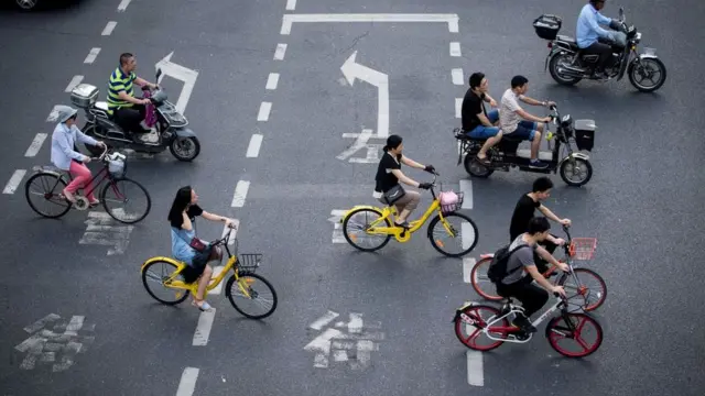 Bike riders in Shanghai