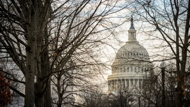 Morning light bathes the dome of the U.S. Capitol