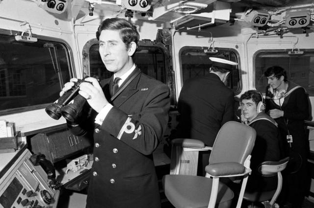 Prince of Wales serving as a sub-lieutenant on the bridge of the frigate Minerva