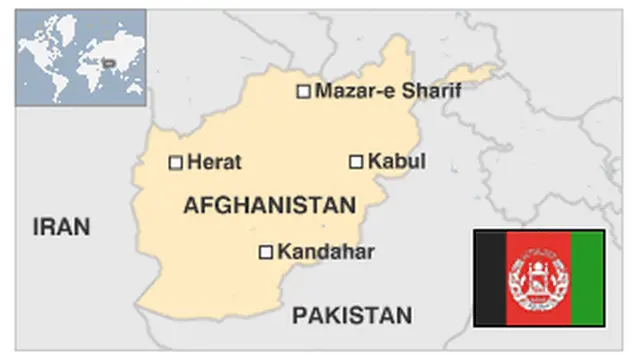 Map and flag of Afghanistan