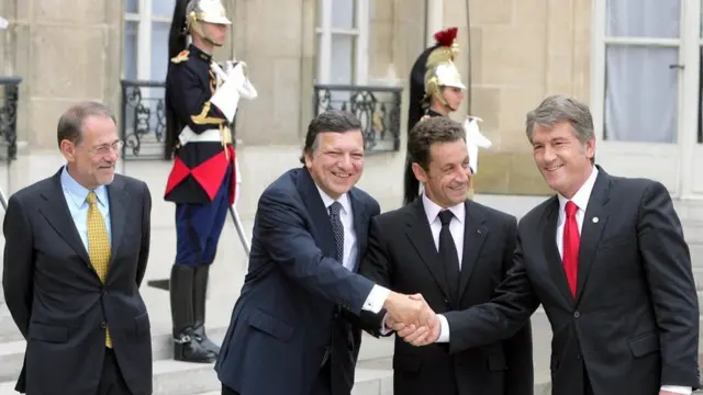 Віктор Ющенко та керівники ЄС, Париж, 2008 рік