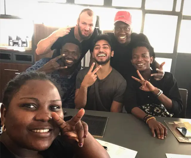 CEO of Gokada wit some of Gokada workers for 2018 in Lagos Nigeria