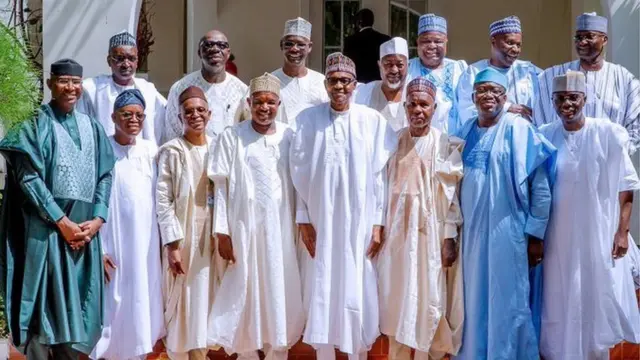 Di APC govnors on dia Eid-el-kabir visit to President Muhammadu Buhari
