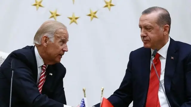 Rais Erdogan wa Uturuki na aliyekuwa makamu wa rais wa Marekani ambaye hivi sasa ndiye rais mteule wa taifa hilo Joe Biden