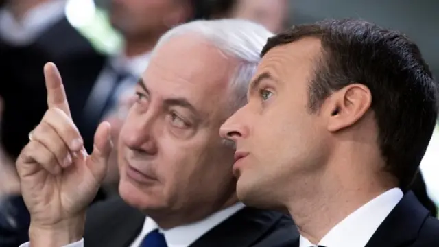 इमैनुएल मैक्रों के साथ बेन्यामिन नेतन्याहू