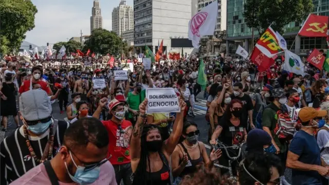 There was a large anti-government rally in Rio de Janeiro