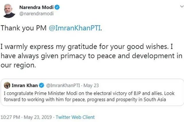 भारत में चुनाव से पहले इमरान ख़ान ने कहा था कि मोदी के साथ शांति का बेहतर मौका हो सकता है