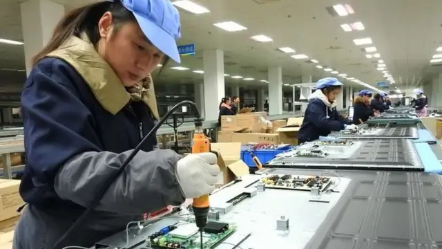 Chinese factory in a TV factory in Jiangsu province, March 2018