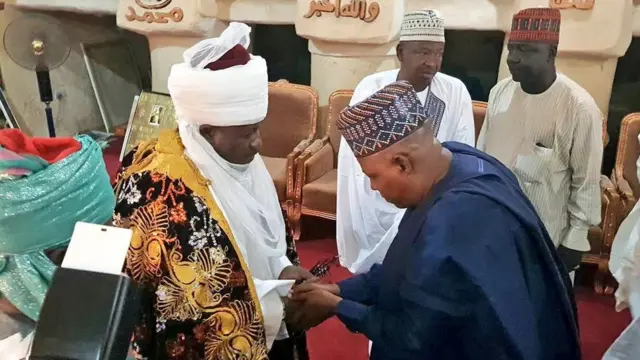 Fadar Sarkin Bauchi yayin da Gwamnan jihar Borno Kashim Shettima ya ka masa ziyara