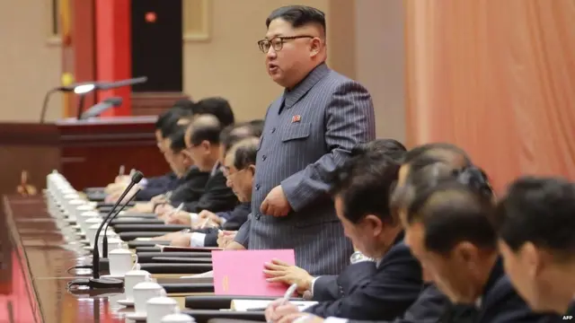 North Korean leader Kim Jong-un addresses 5th Conference of the Workers' Party of Korea Cell Chairpersons. 23 Dec 2017