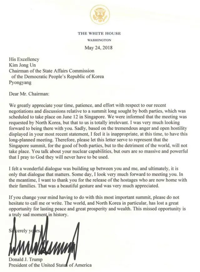 트럼프 서한 전문