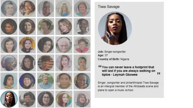 Tiwa Savage na 37 year old Nigerian singer wey make di 2017 BBC 100 Women list