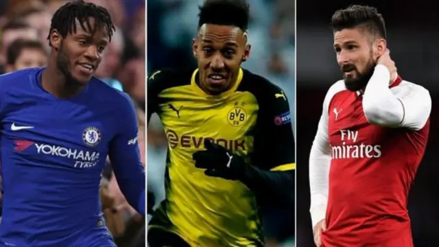 Olivier Giroud, Michy Batshuayi, ati Aubameyang