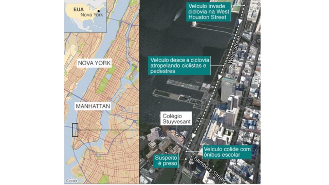 Mapa mostra local do incidente