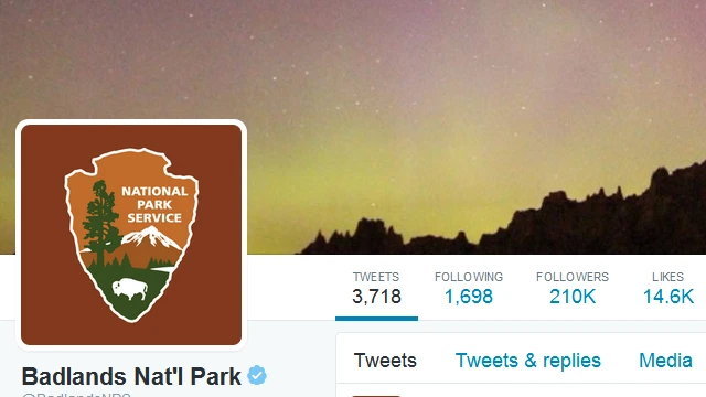 Cuenta del parque nacional Badlands en Twitter