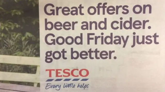 Рекламное объявление в супермаркете Tesco