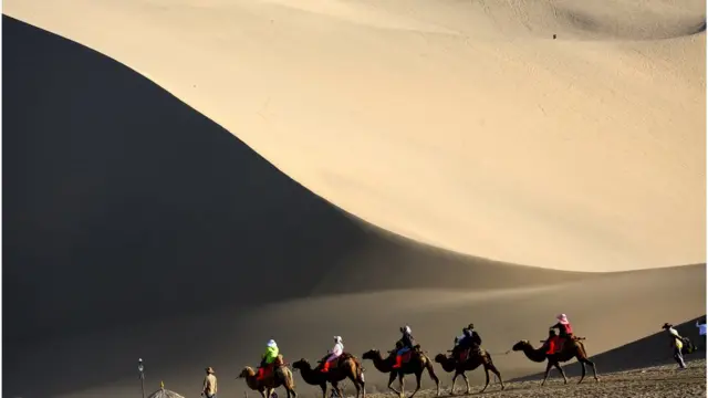 سياح على الجمال - طريق الحرير