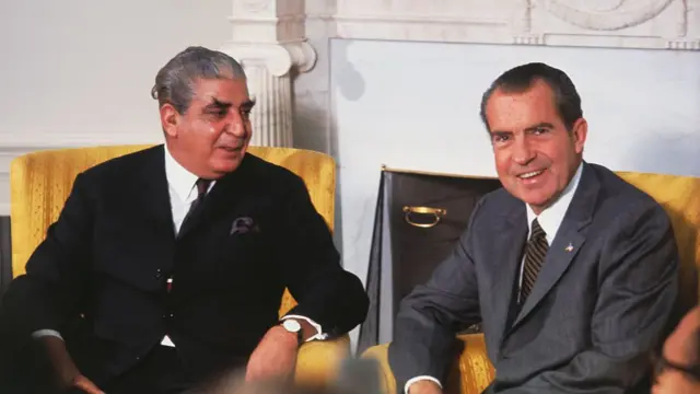 El presidente de Pakistán, Yahya Khan, y Richard Nixon.