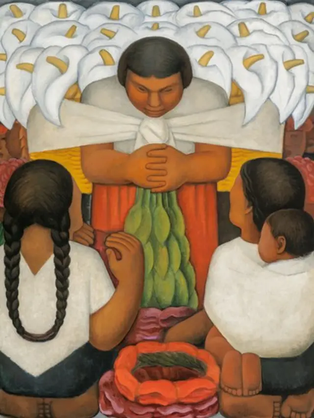 Exhibición conjunta de cuadros de Pablo PicassObra: "Día de flores", óleo sobre lienzo, Diego Rivera, 1925o y Diego Rivera