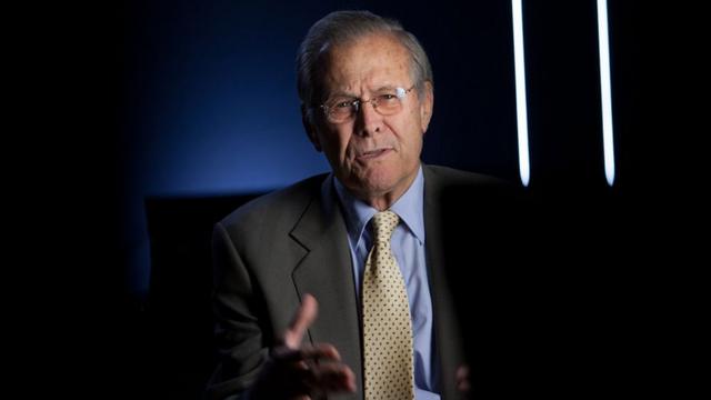 Former Secretary of Defense Donald Rumsfeld being interviewed for Discovery Channel's documentary, "The Presidents' Gatekeepers in 2012