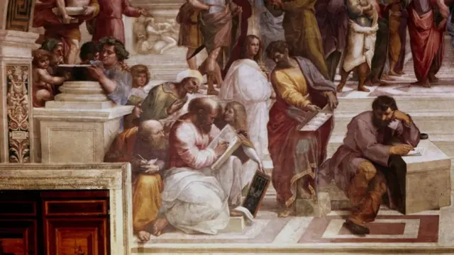 Sección de "La Escuela de Atenas"