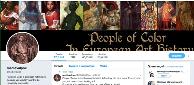 Perfil no Twitter do projeto People of Color in European Art History