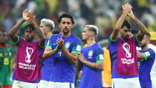 Jugadores de Brasil celebran