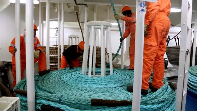 Cables aboard a ship