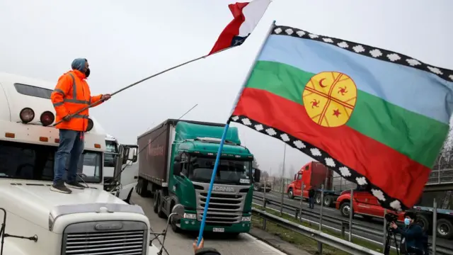 Un bloqueo de transportistas en La Araucanía
