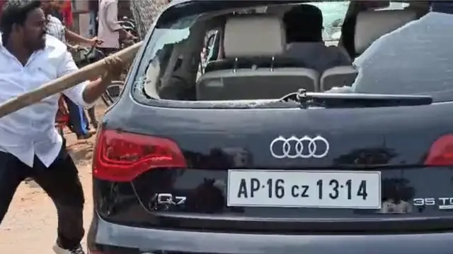 టీడీపీ వాహనాలపై దాడి