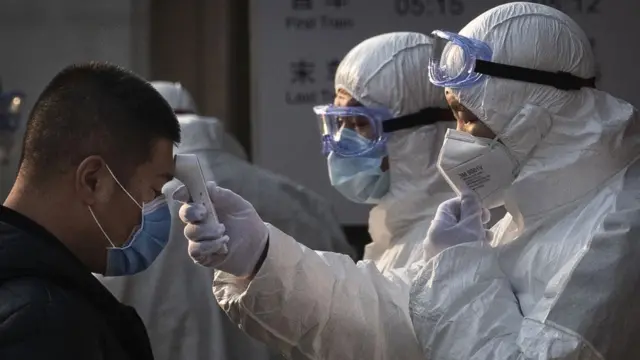 Medics checking temperature