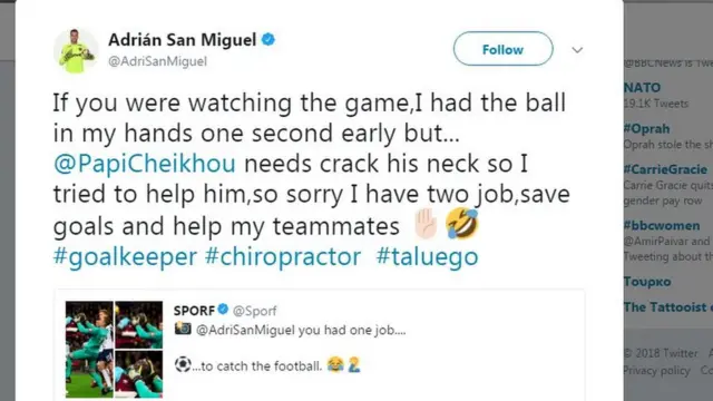 دروازه‌بان وست‌هم: در یک لحظه توپ در دستانم بود اما دیدم گردن شیخو به جا انداختن نیاز دارد و سعی کردم به او کمک کنم