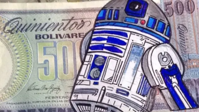 Dibujo sobre billete.