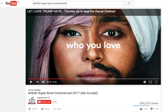 Comercial de Airbnb para el Super Bowl 2017