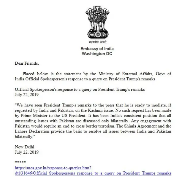 காஷ்மீர் விவகாரம்: அமெரிக்காவை மத்தியஸ்தம் செய்ய அழைத்ததா இந்தியா? - உண்மை என்ன?
