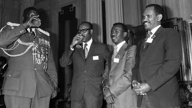 ካብ የማን ንጸጋም ኤዲ አሚን ዳዳ፣ ተፈሪ በንቲ፣ መንግስቱ ኃይለማርያም። 1968፡ አዲስ አበባ።