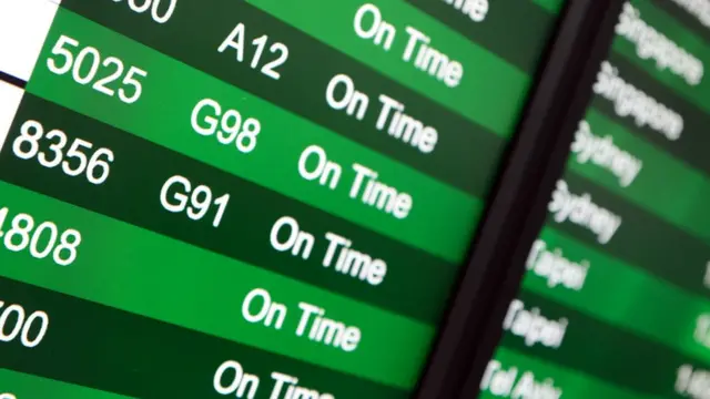 Tablero con información de vuelos.