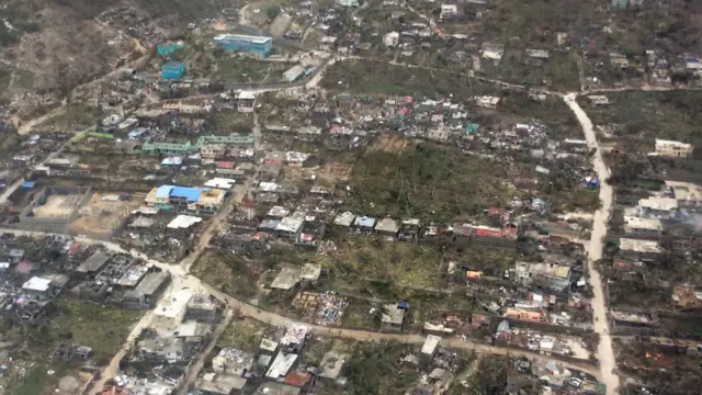 صورة لحجم الدمار الذي سببه إعصار ماثيو في هايتي