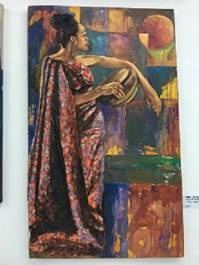 Art work 'Looking into di future' wey Ngozi Akande do