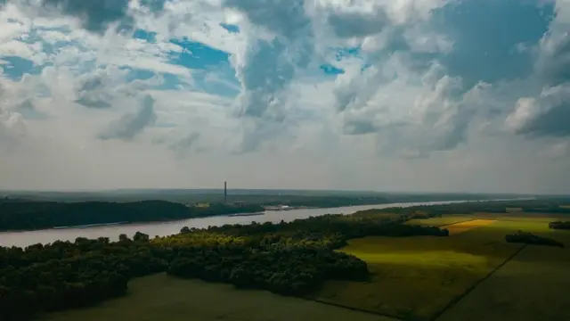 Una vista del río desde el antiguo Valmeyer en noviembre de 2018